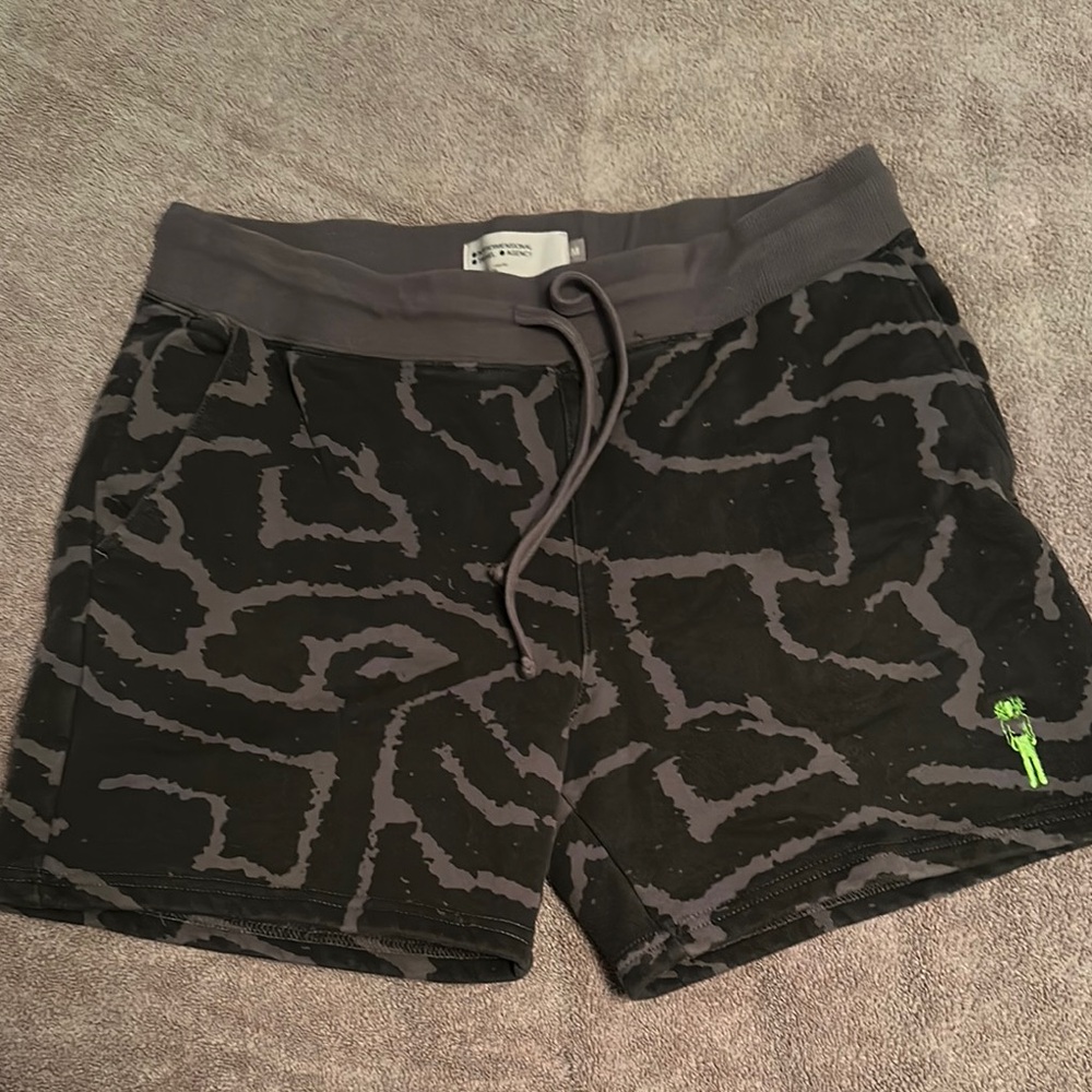 Black and Gray Patterned Shorts